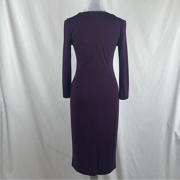 Anthropologie Nicole Miller Burgundy Minimalist Feminine Midi Dress NWOT Size 6 - Picture 5 of 12